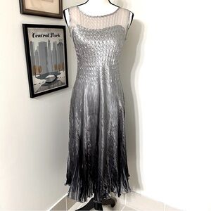 Komarov Silver Gray Ombré A-Line Sheath Dress SZ S